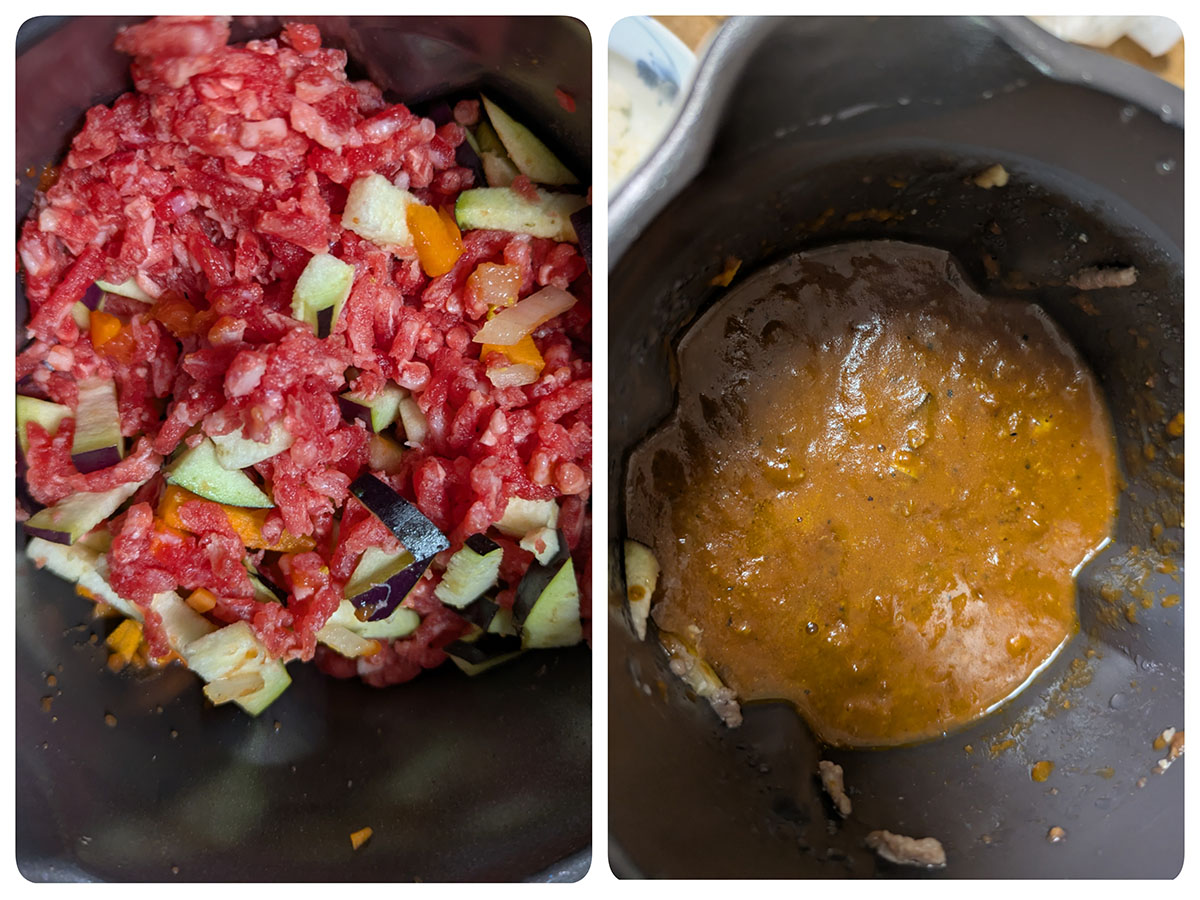 全ての材料を細かく刻んで本体に入れたらスイッチを入れるだけ! 約30分後には無水カレーが完成