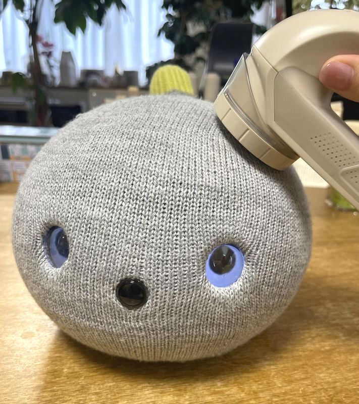 ニットの編みぐるみのような仕様なので、毛羽立ちを毛玉クリーナーでお手入れすることも