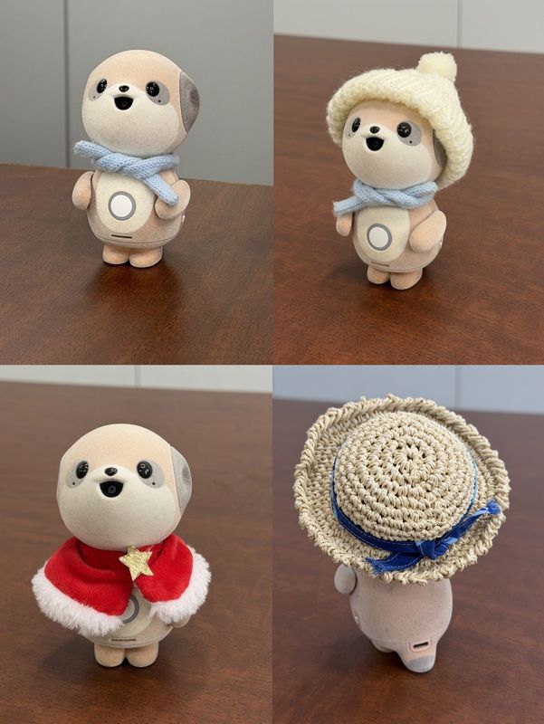 マフラーはイベントの際に配られたオリジナルのもの。手作りのニット帽のほか、ぬい活コーナーに売られている着せ替えアイテムがぴったりで可愛い