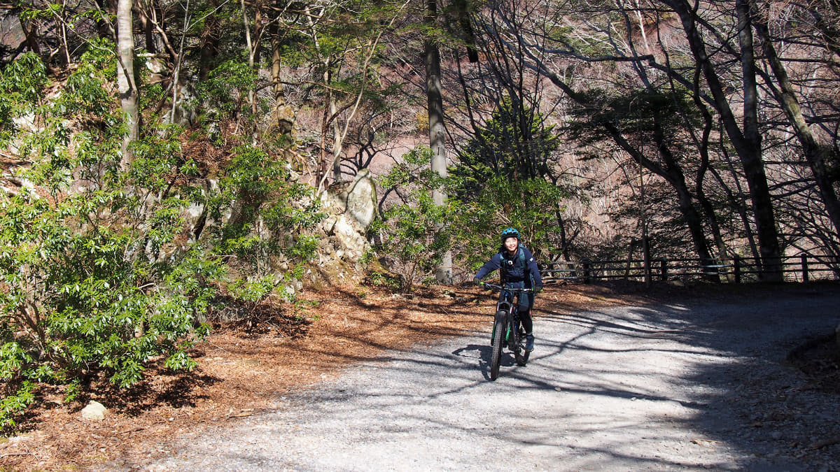 こういう道を走るためにe-MTBを選んだのだ。さっきまでとは違いペダルが軽く感じるから不思議だ
