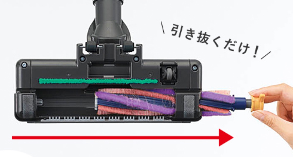 回転ブラシは引き抜いて手入れできる