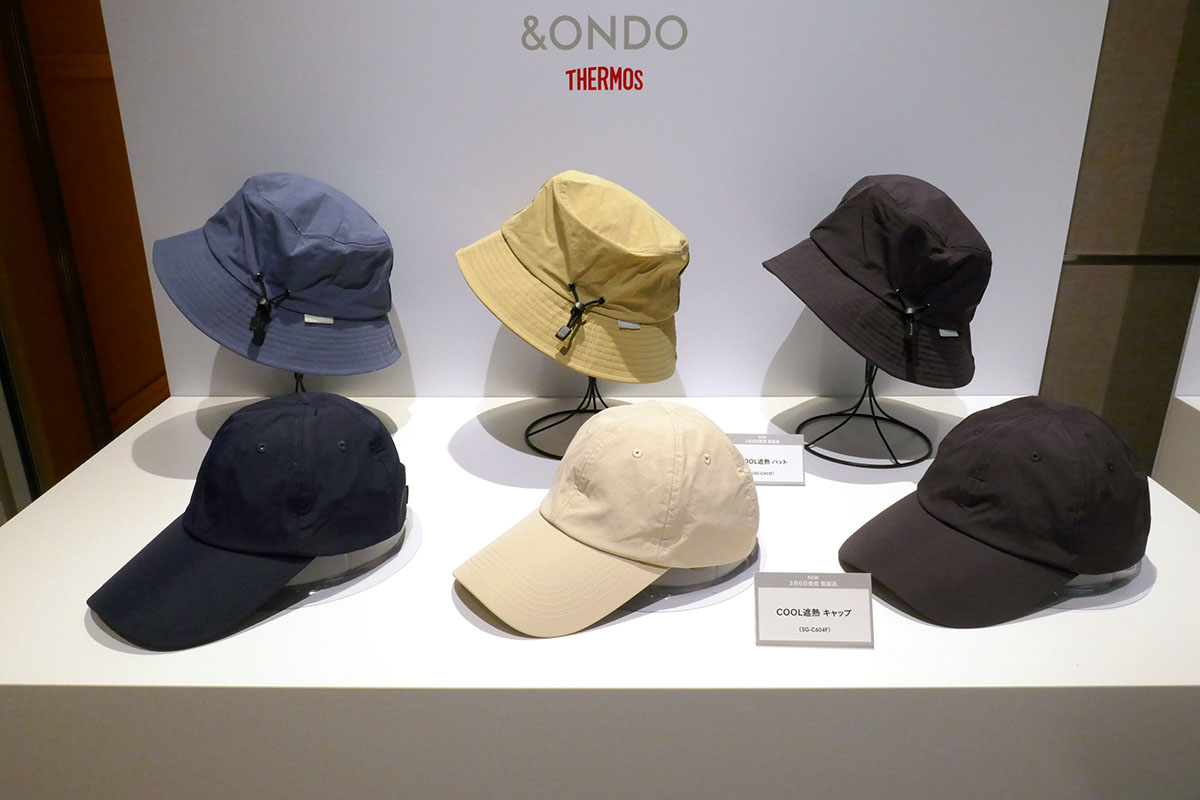 前列が「COOL遮熱 キャップ SG-C604F」、後列が「COOL遮熱 ハット SG-C603F」