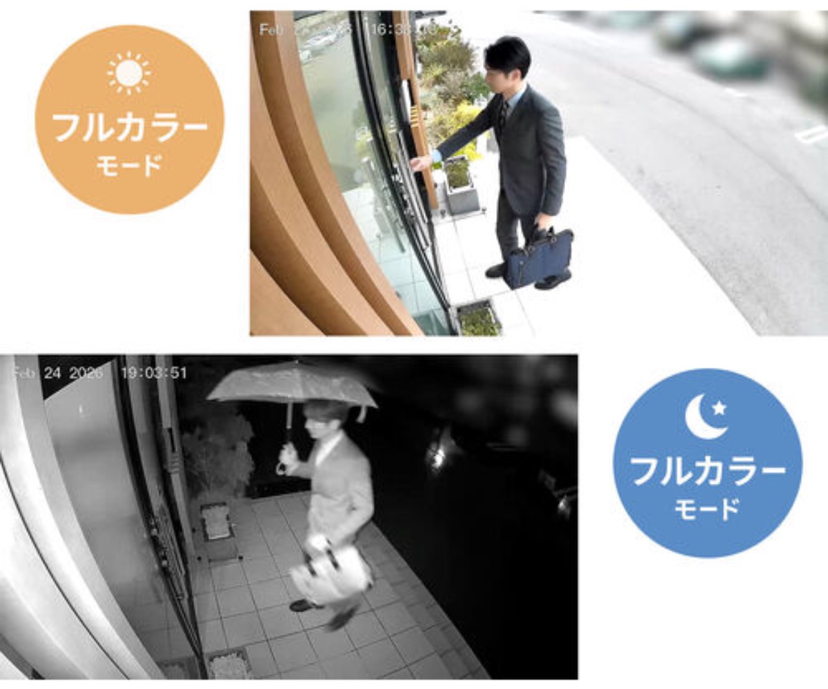 500万画素の広角レンズを搭載し、夜間撮影も可能