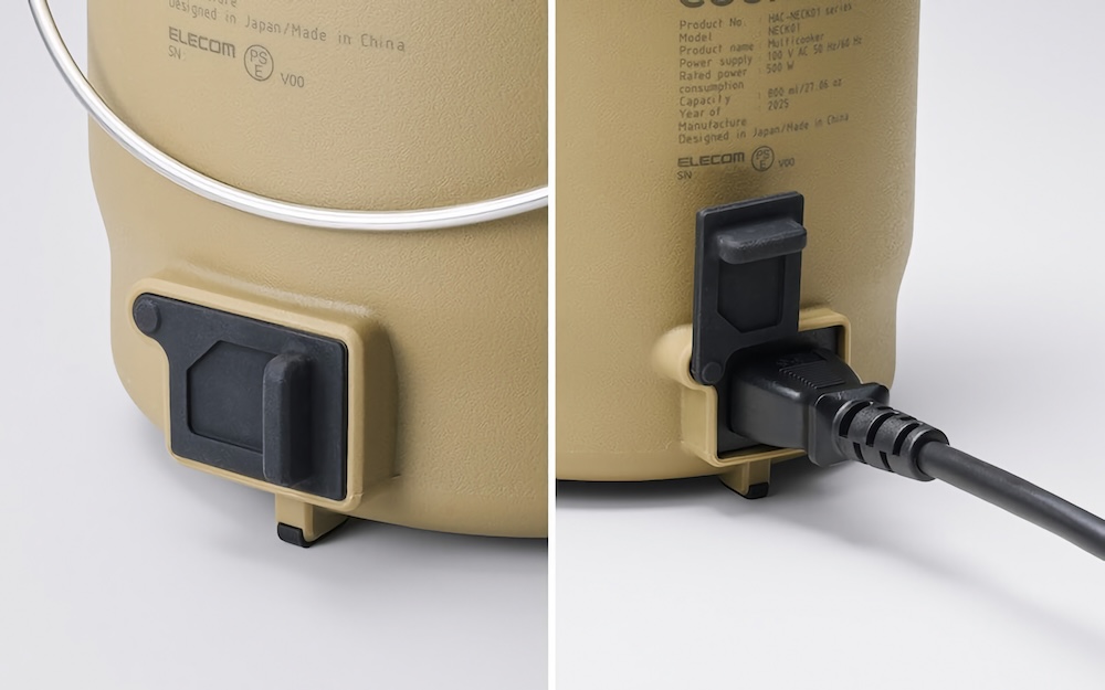 電源プラグ部には防塵用カバーを備える