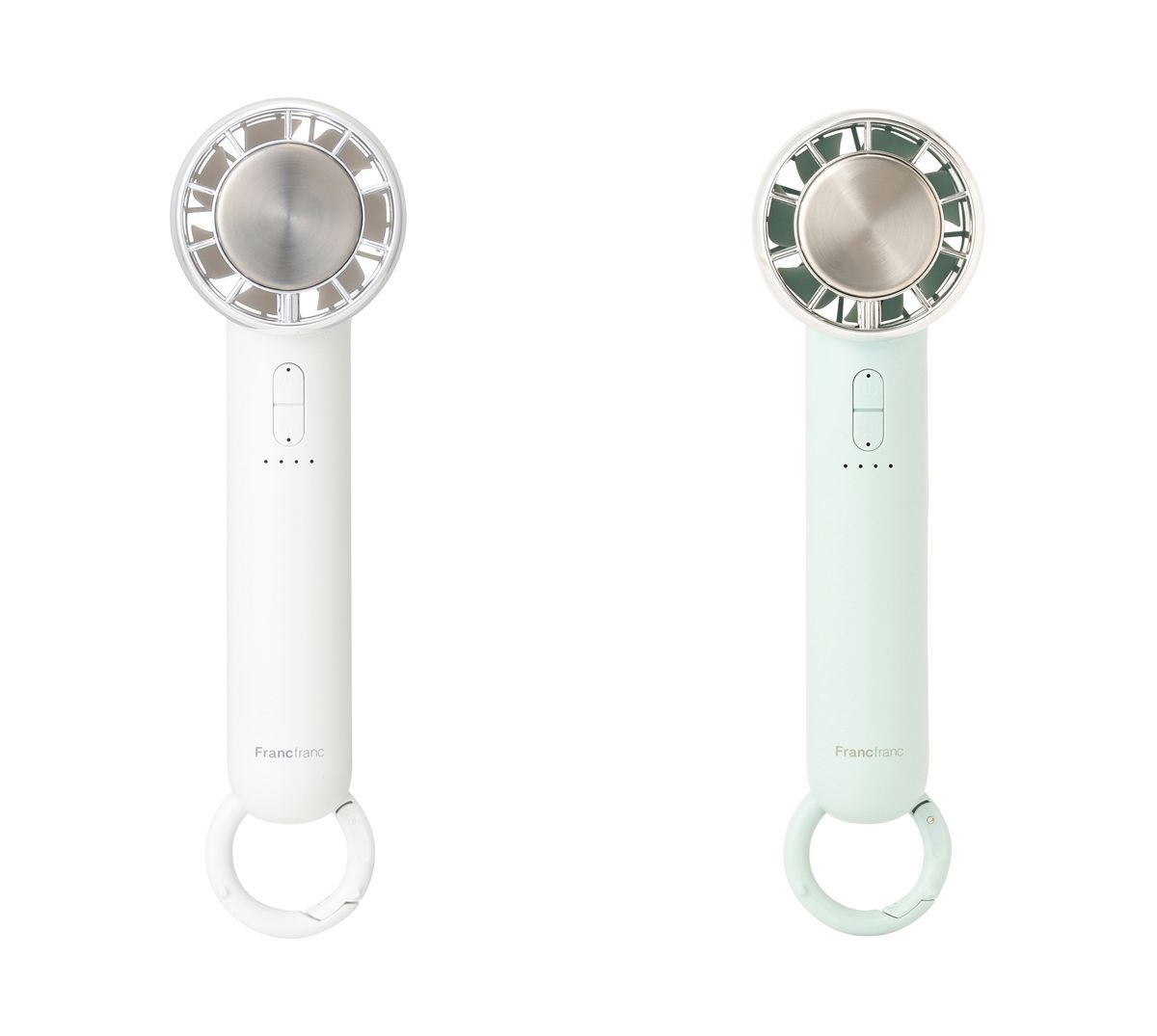 フレ アイスプレート ハンディファン ホワイト、ミント(各2,980円)
