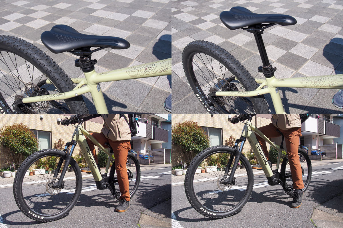 座ったまま手元で高さが変えられるドロッパーシートポストは街乗りでも便利。e-bikeだと標準装備されているモデルも結構あります