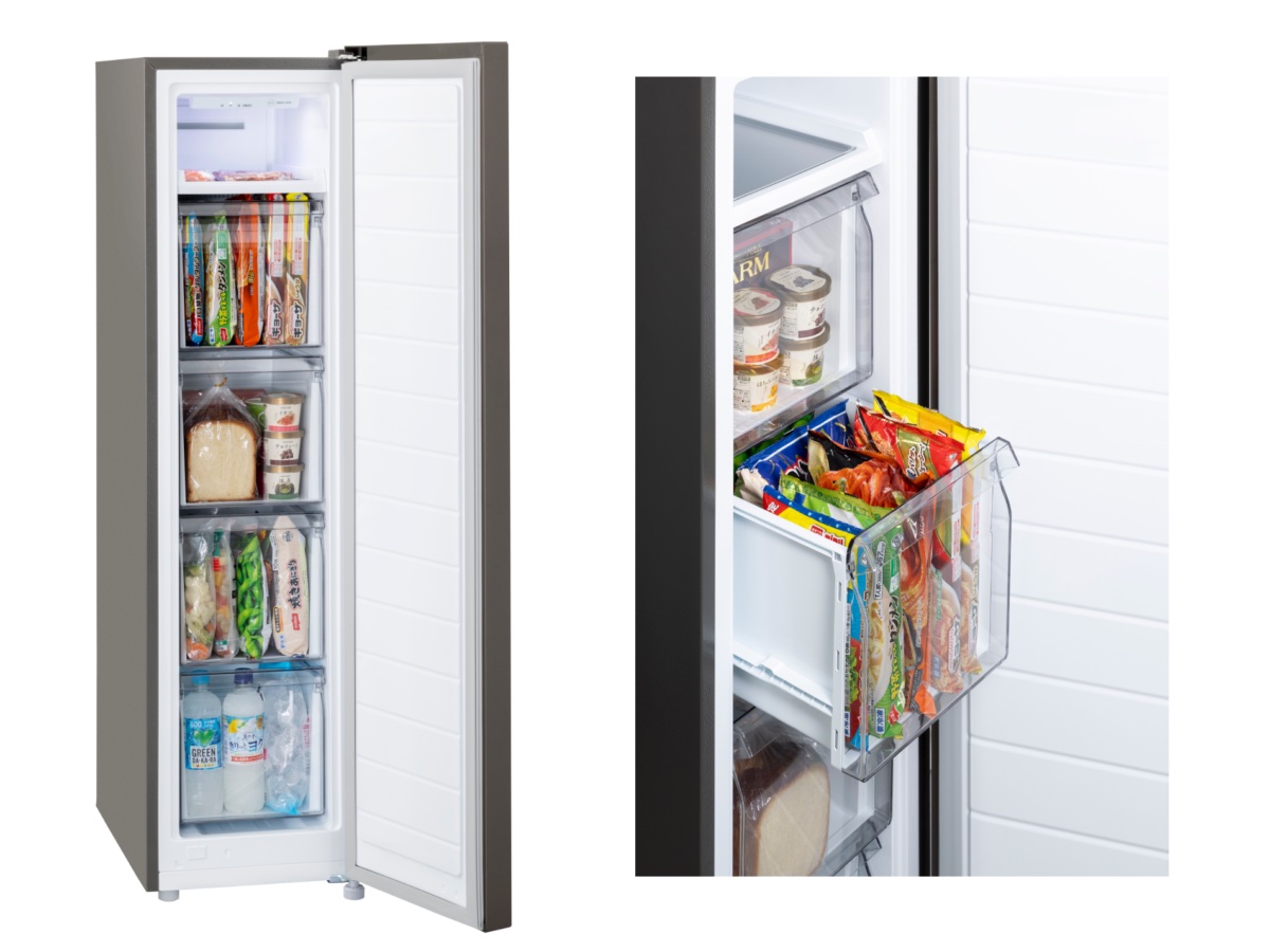 前面クリアの収納ケース4段を備える