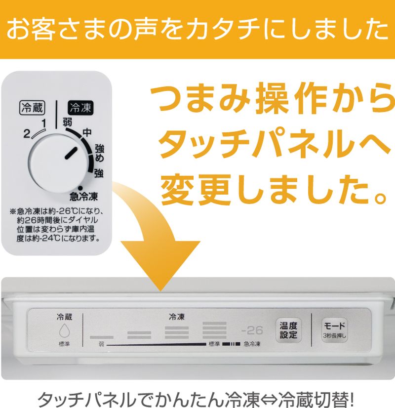 庫内の運転状況が確認しやすいパネル操作を採用