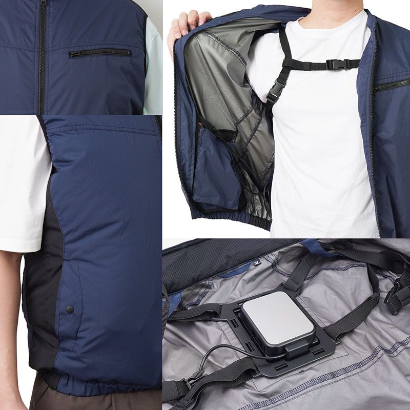 背中の冷却プレートと左右のファンで冷却