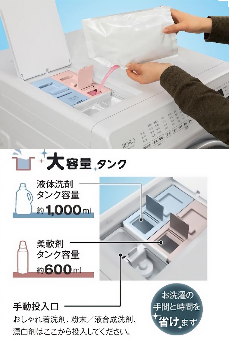 洗剤の自動投入機能を搭載する