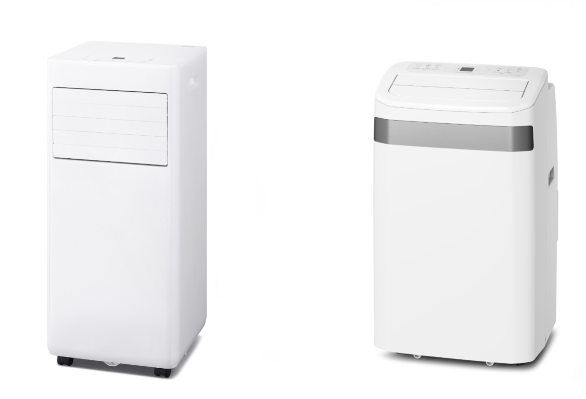 (左)インバーターポータブルクーラー 2.3kW IPK-2306SV、(右)インバーターポータブルクーラー 3.5kW IPA-3526U