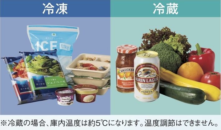 「冷凍」と「冷蔵」の運転モードを切り替えられる