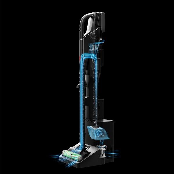 ダストステーションに戻すたび自動的にメンテナンス。ゴミが通る経路を強力なエアーで掃除