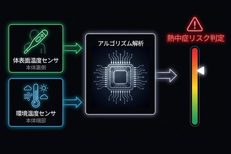 独自のアルゴリズムで熱中症リスクを判定する