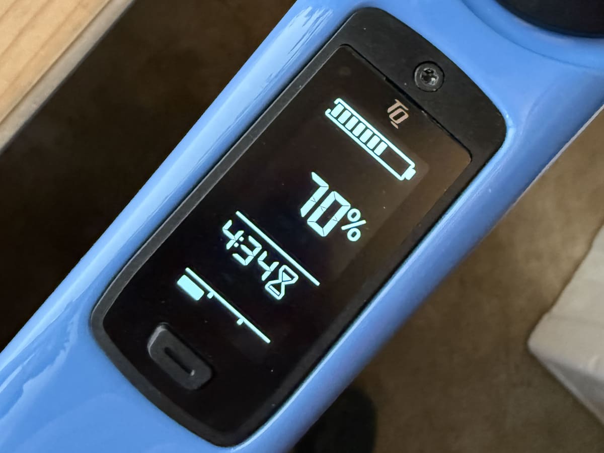 そして帰宅。往復約52kmのライドでしたが、バッテリーは70％も残っていました
