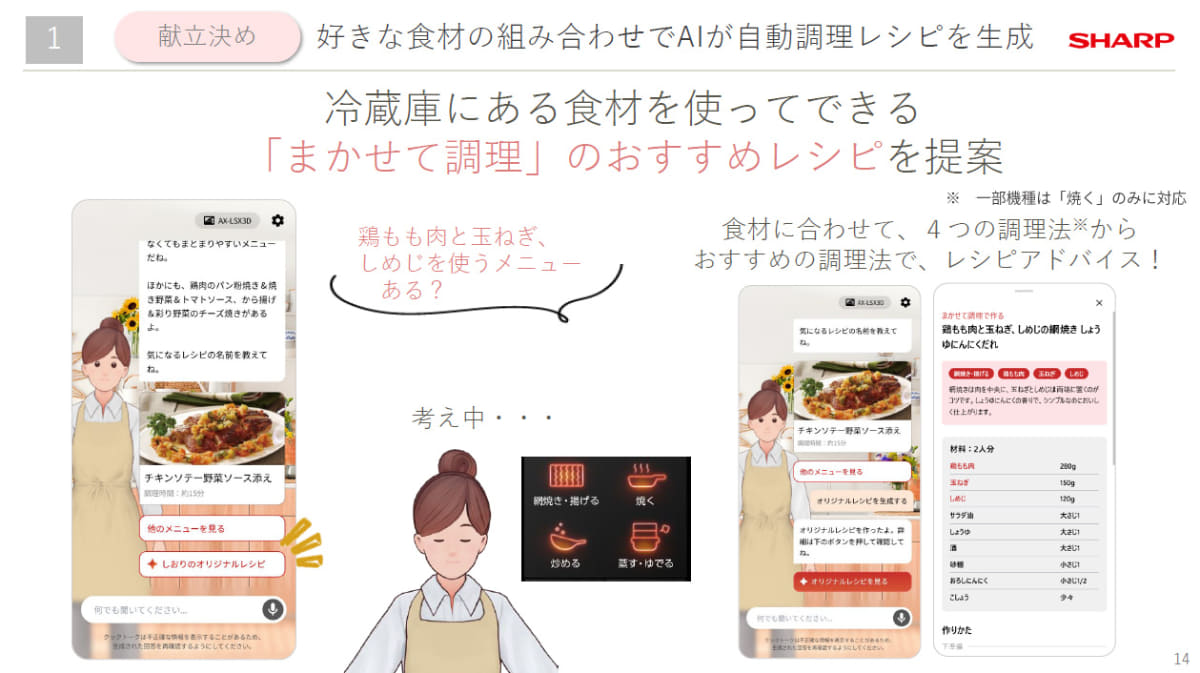 自動調理メニューの自動生成が可能に