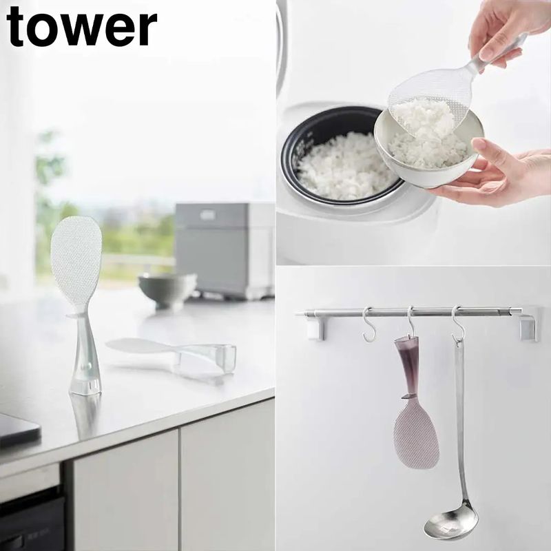 「お米がつきにくい 立って置けるしゃもじ タワー」
