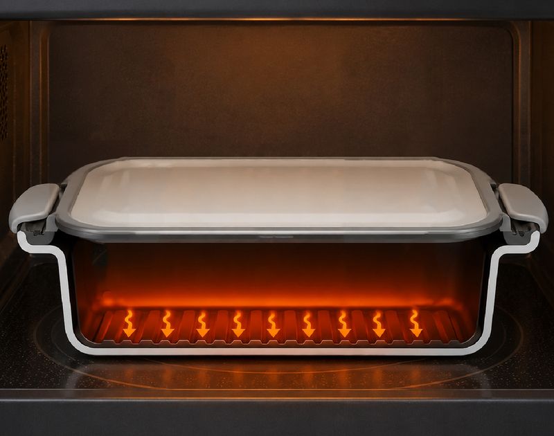 本体のプレートが電子レンジの電磁波を熱に変換