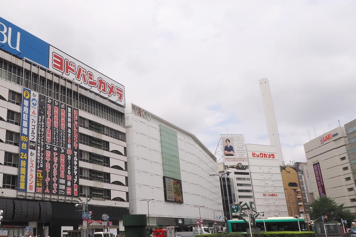 近くにビックカメラやヤマダデンキの大型店舗も並ぶ激戦区