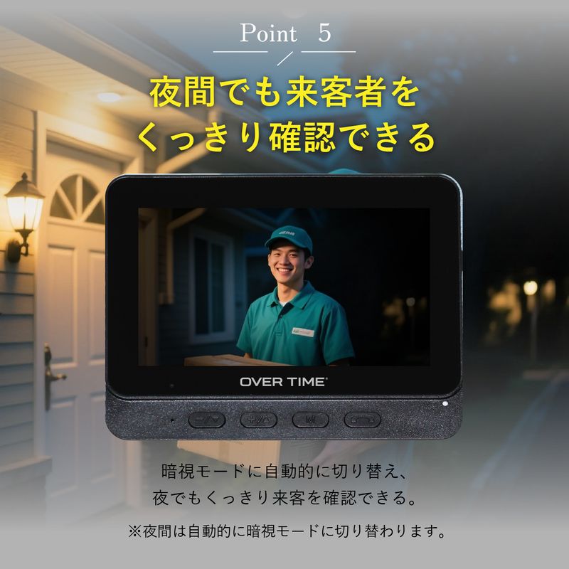夜間は自動で暗視モードに切り替わる