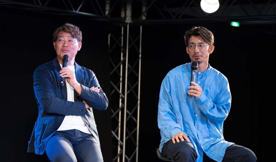 6月30日に行なわれた発表会には元阪神タイガースの福留孝介さん(写真左)、鳥谷敬さん(写真右)が登壇