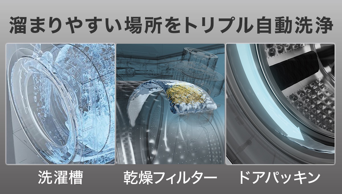 自動洗浄機能を備え、掃除の手間を軽減