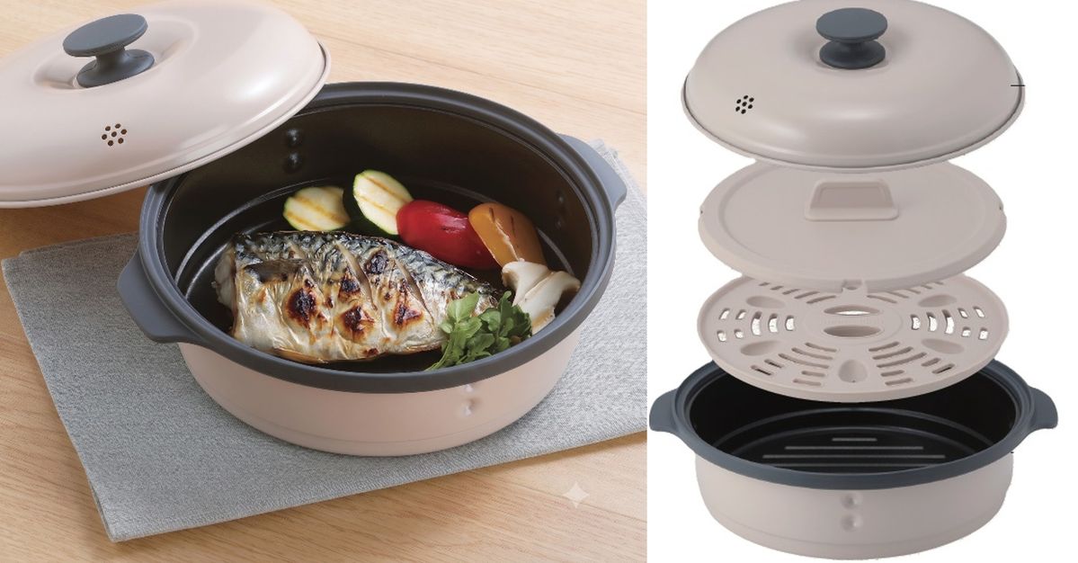 アテーナライフ 両面同時に焼ける電子レンジでらくらくグリル 丸型