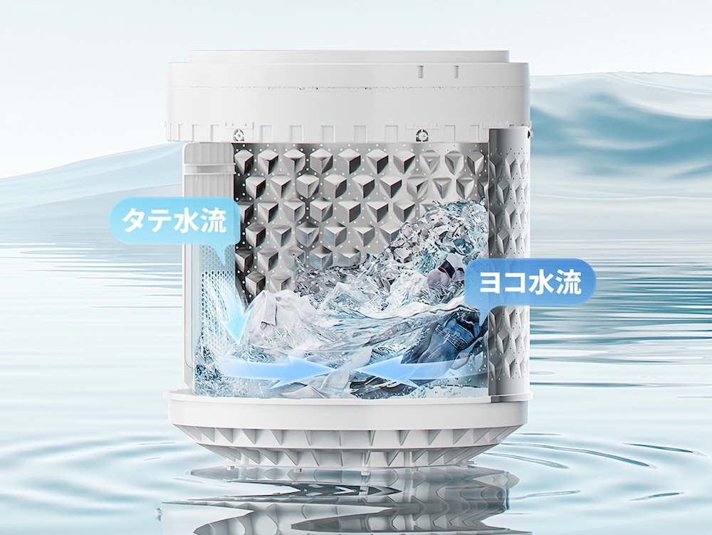 縦水流と横水流を組み合わせた「立体シャワー強力水流」により、汚れを効率よく洗い流す