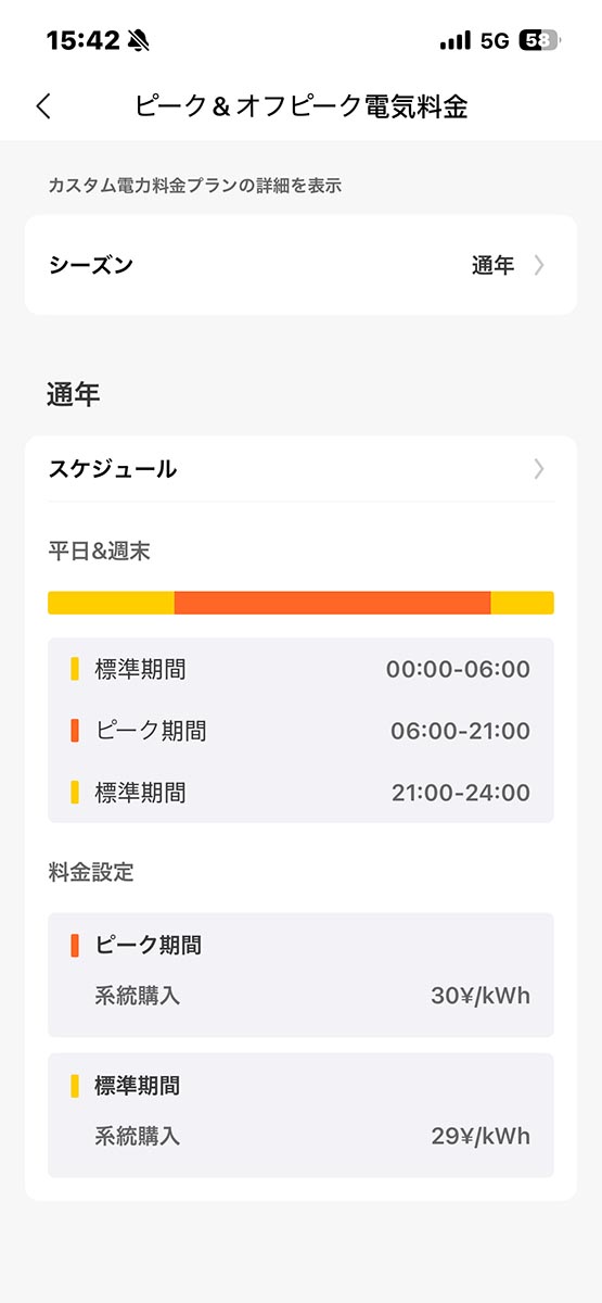 電気料金の時間帯設定もできる
