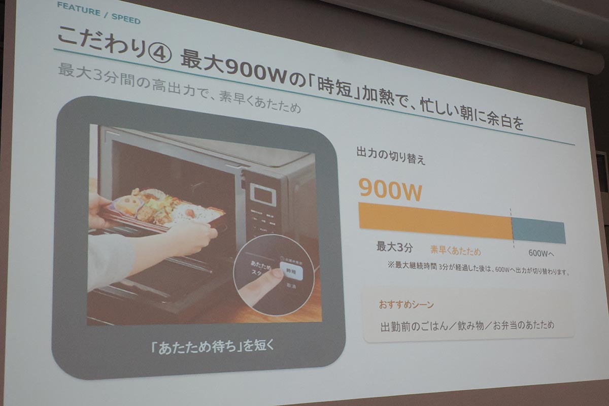 時短モードは最大900Wで動作