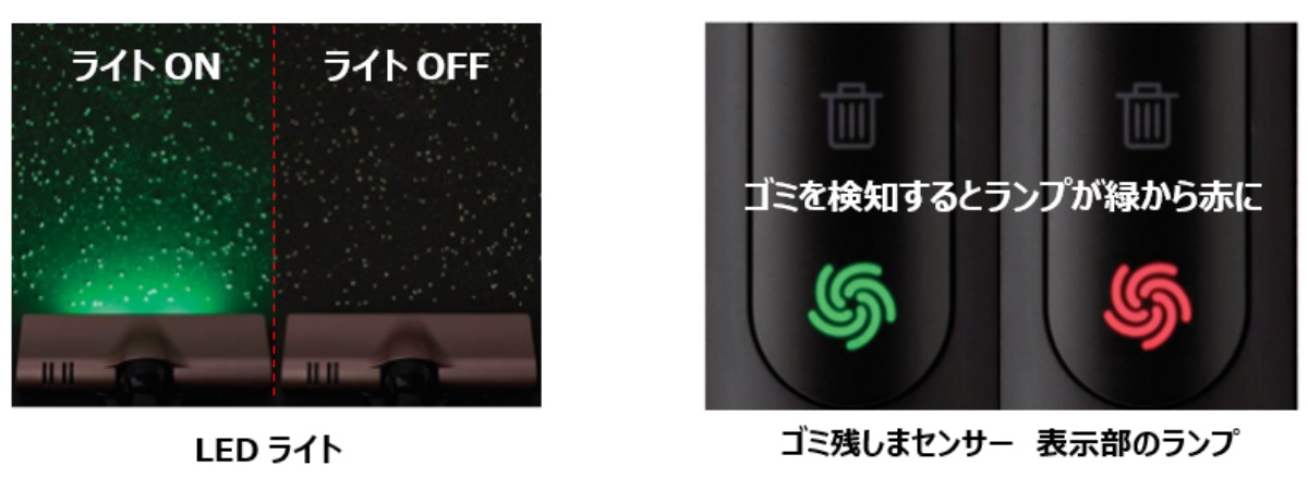 ヘッドにLEDライトを新搭載。ゴミ検知センサーも備える