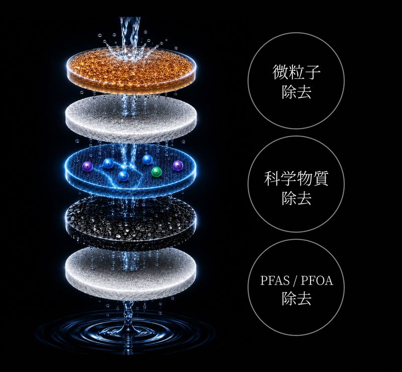 デュアル連結型5層純化フィルターで水をきれいにする