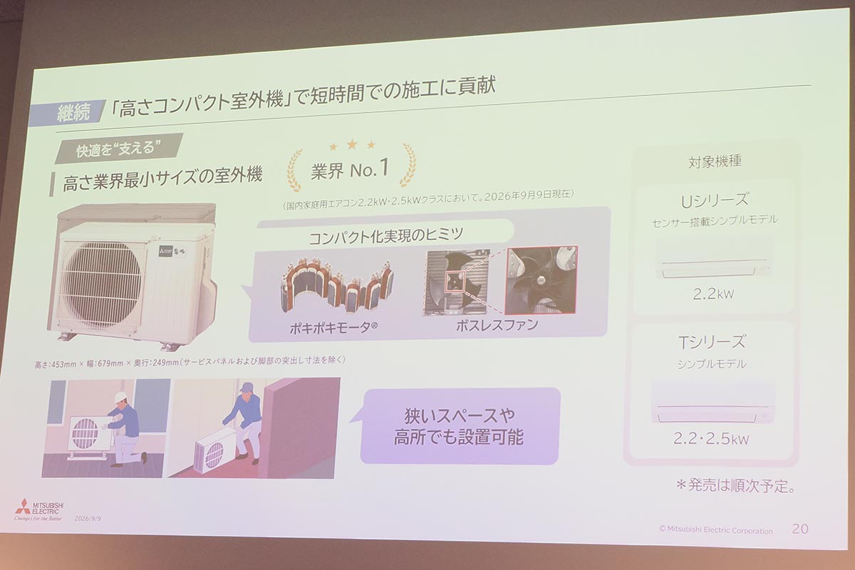 室外機を小型化できた技術要素