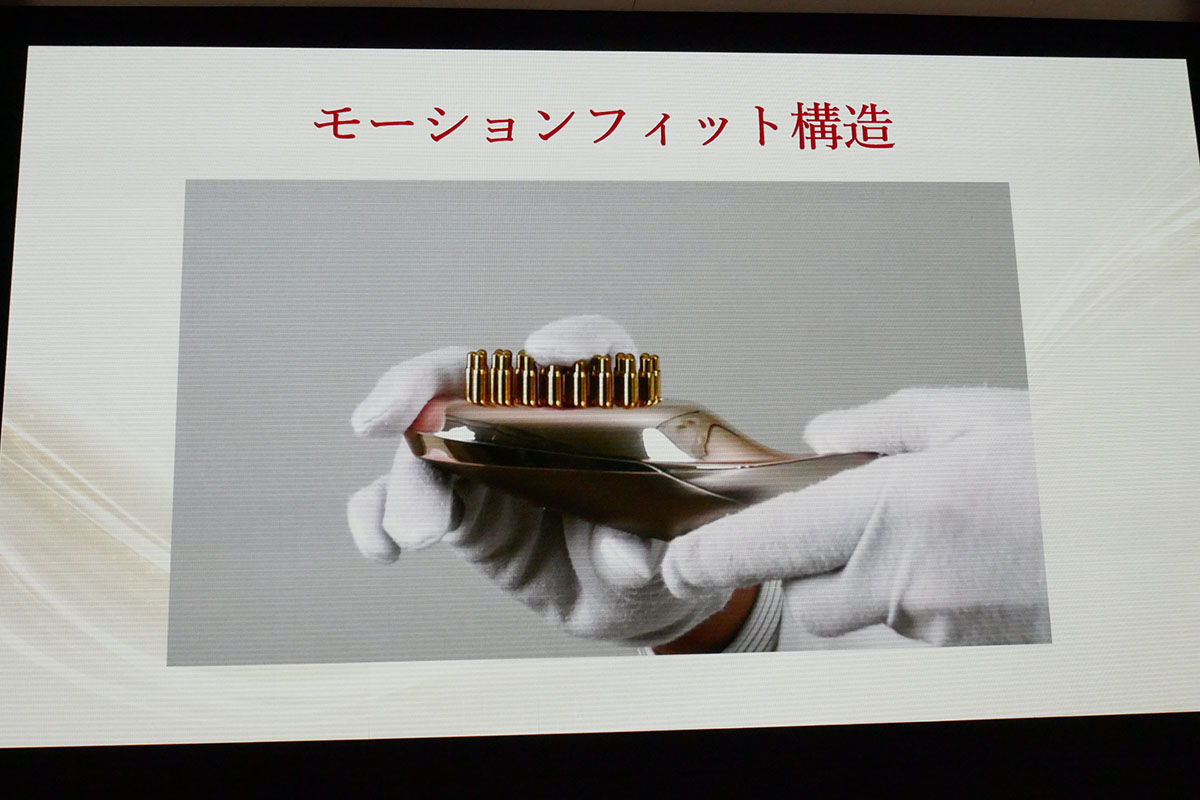 ピンが沈み込んで凹凸に密着するモーションフィット構造を採用