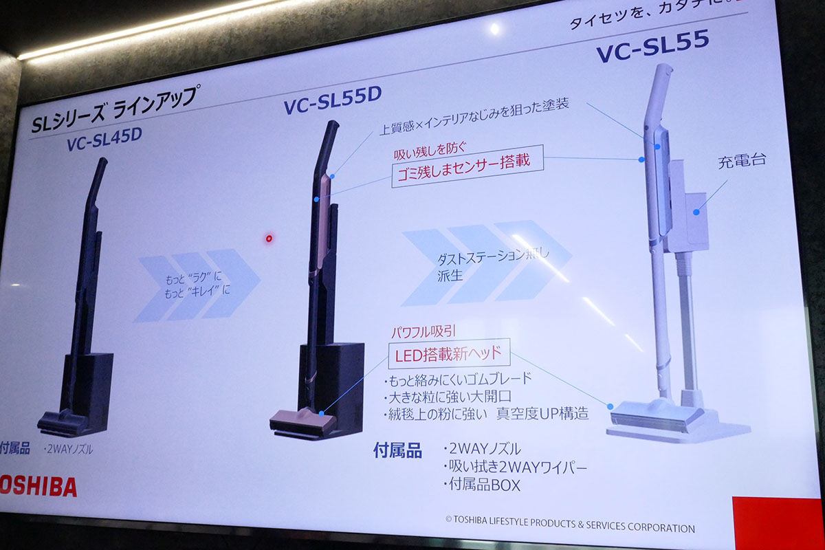 サイクロン式スティック掃除機「VC-SL55」も発売