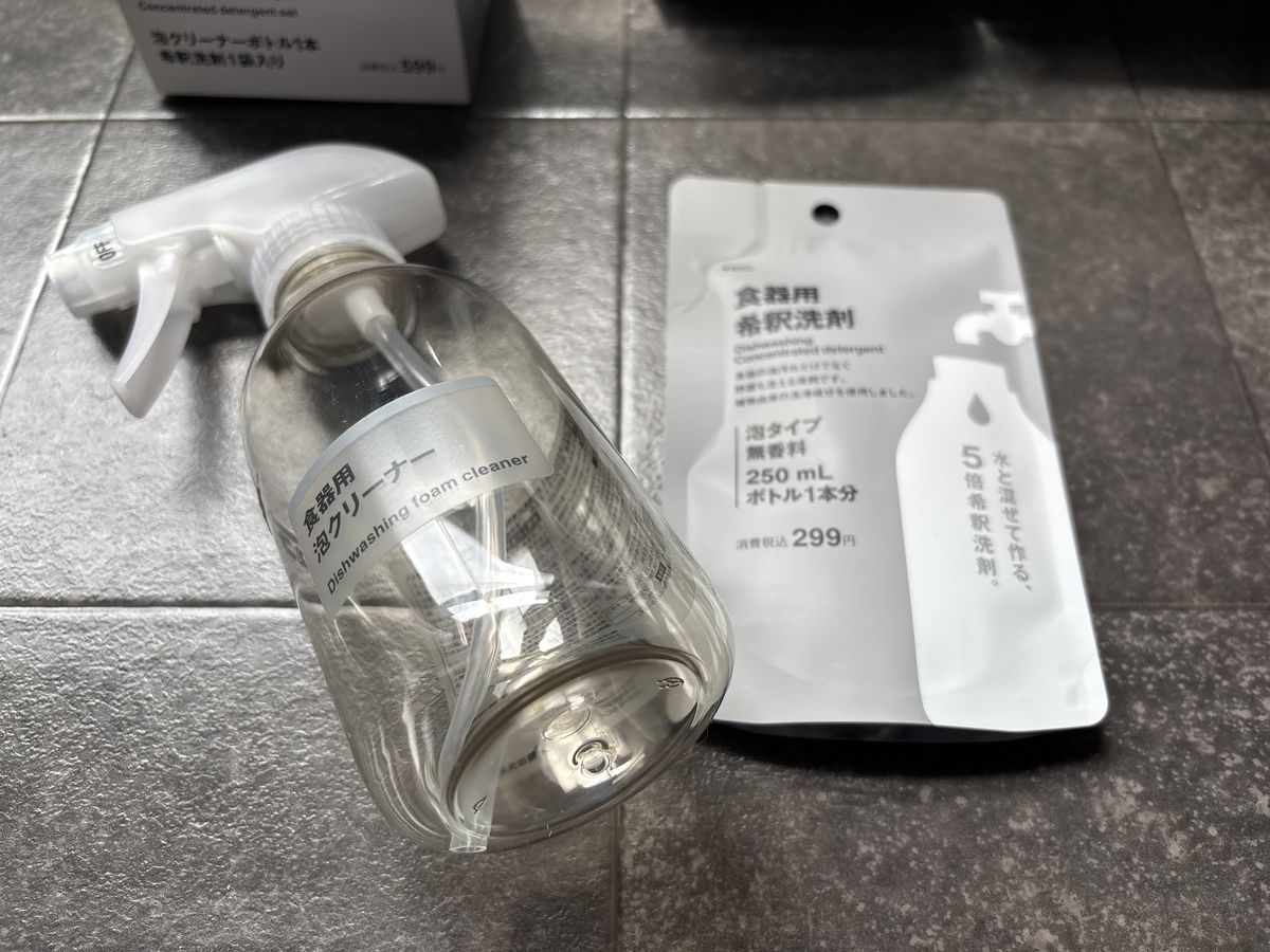 泡スプレータイプの食器用洗剤として使える食器用　希釈洗剤セット