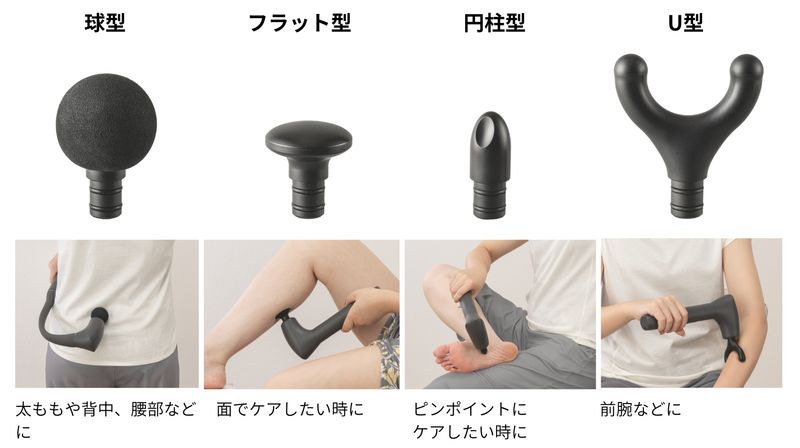 4種類のアタッチメントが付属する
