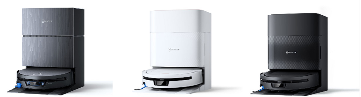 左から「DEEBOT X12S PRO OMNI」「DEEBOT T90 MAX PRO OMNI」「DEEBOT T90 MAX OMNI」