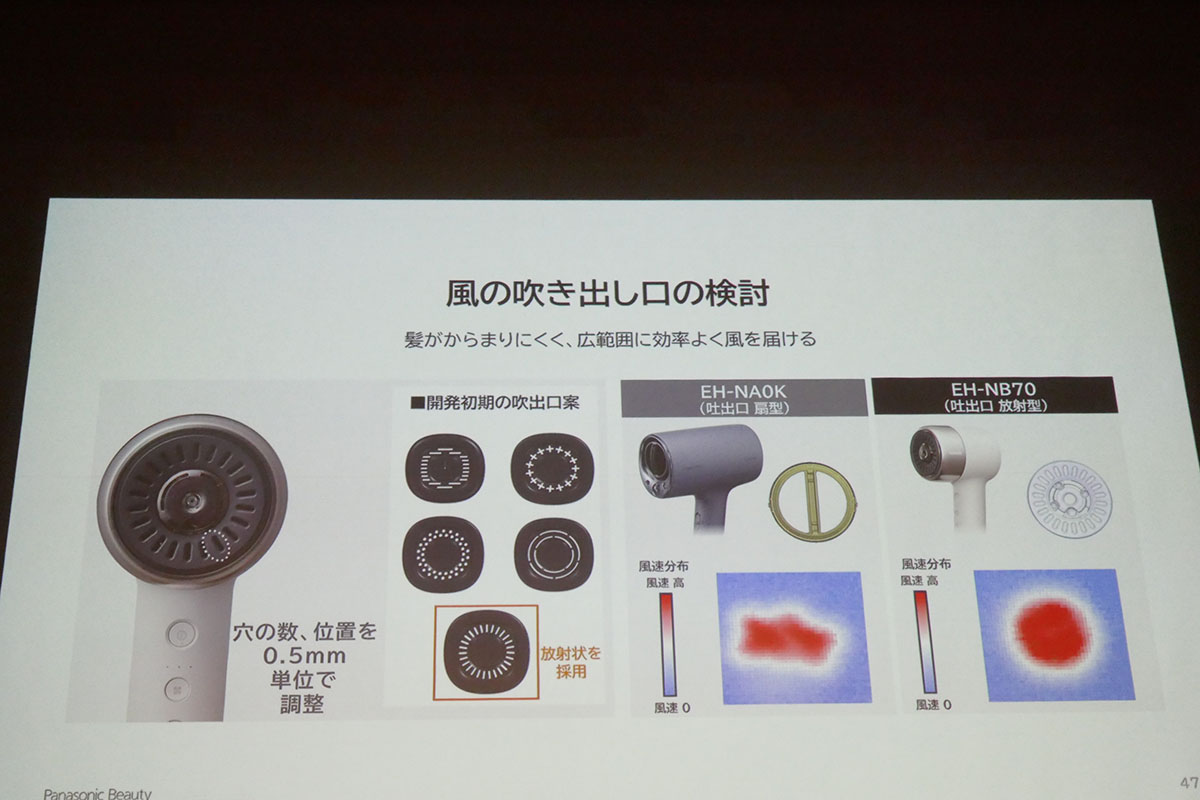 吹き出し口形状にもこだわり
