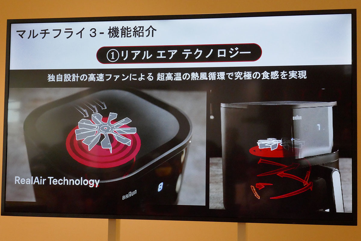 食材を熱風で包み込んで加熱する「RealAir Technology」