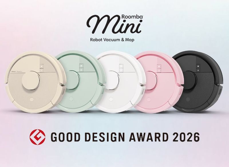 「Roomba Mini 掃除機＆床拭きロボット + AutoEmpty 充電ステーション」ならびに「Roomba Mini Slim 掃除機＆床拭きロボット + SlimCharge 充電スタンド」が、2026年度グッドデザイン賞を受賞。日本の住環境に合わせたコンパクトな設計や、インテリアになじむデザインなどが評価された