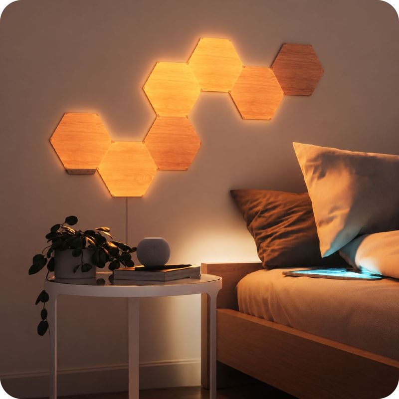 木目調のデザインの「Nanoleaf Elements」