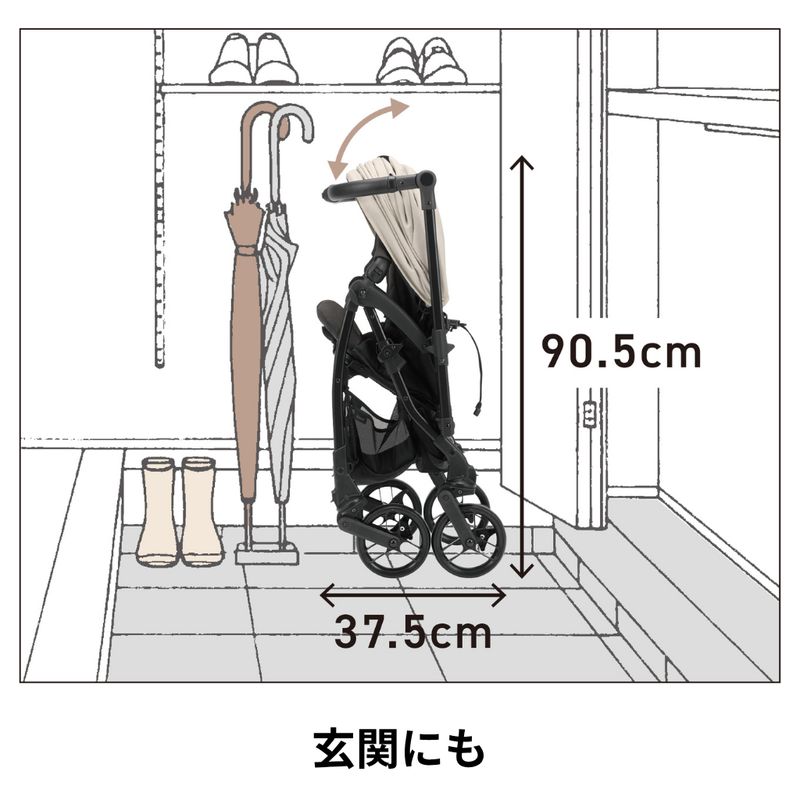 折り畳むとコンパクトになり、玄関や車のトランクにも収納しやすい