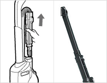 ホースノズルの先端には角度が自在に変化するブラシを採用