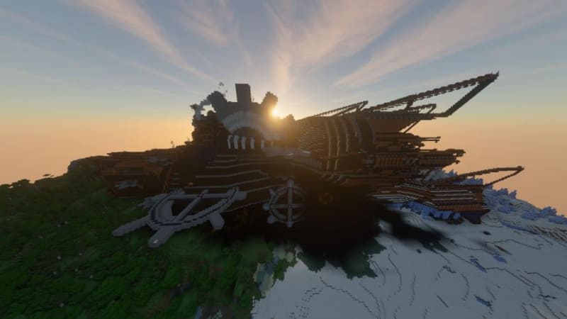 スチームパンクとファンタジーが融合した幻想的な空飛ぶ図書館