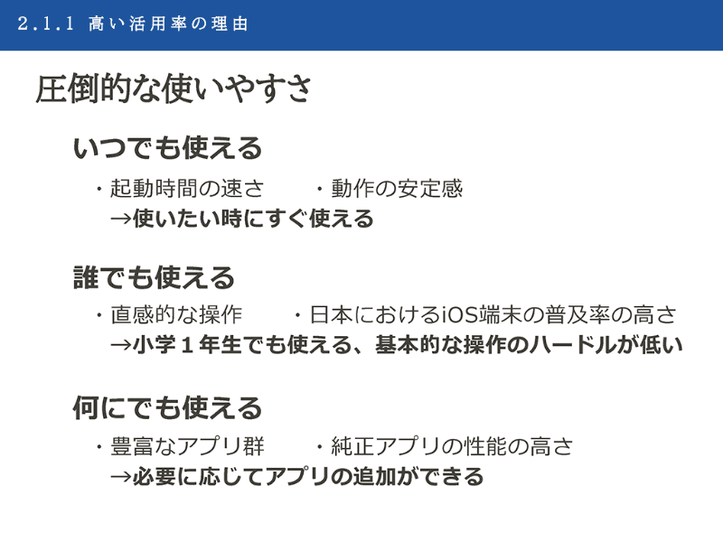 iPadの使いやすさを3つに分類