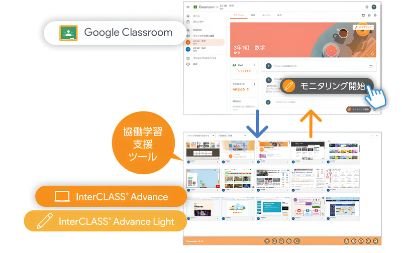 Google Classroomのクラスからワンクリックで「InterCLASS Advance / Advance Light」のクラスを開始できる