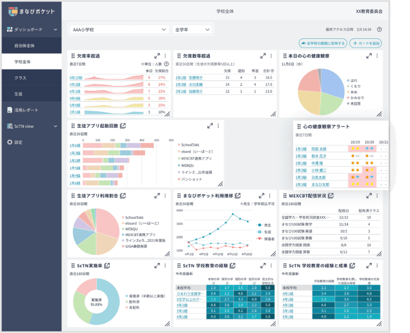 まなびポケットのダッシュボード（※画面イメージは変更になる場合があります）