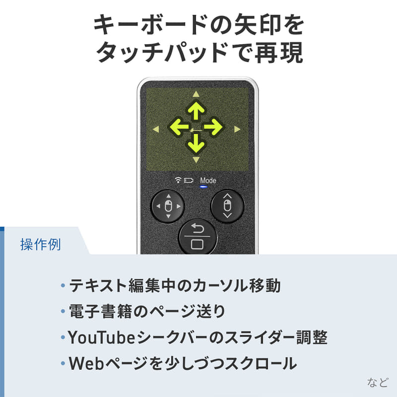 方向キーと同じ働きをする「カーソルモード」でページ送りや音量調整ができる