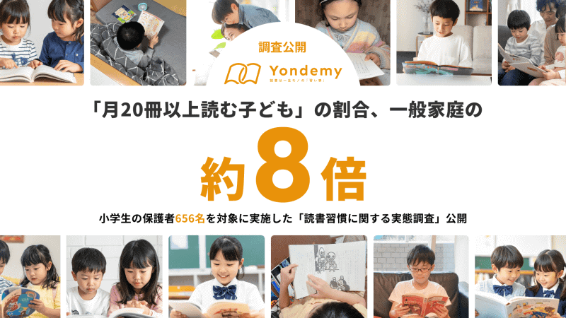 株式会社Yondemyが、小学生の保護者を対象に実施した「読書習慣に関する実態調査」の結果を発表